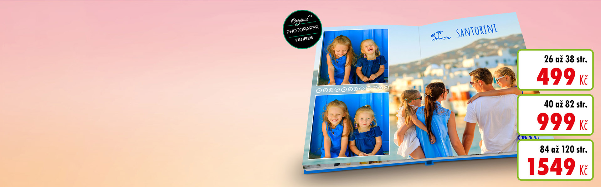 Senzační cena deLUXE Fotokniha pevná, cca A4 na výšku