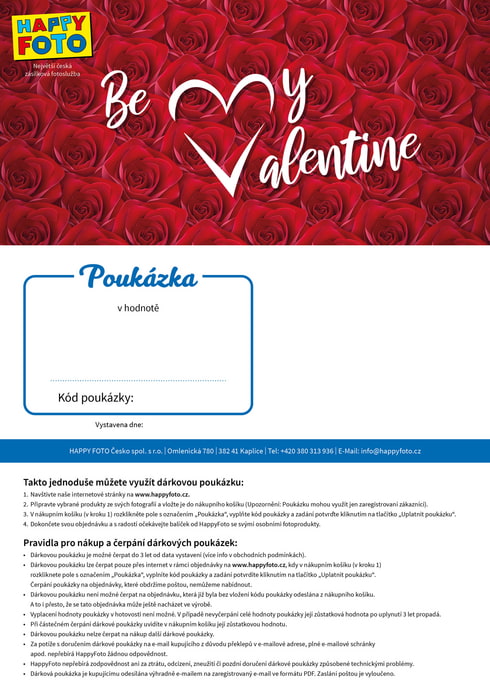 Dárková poukázka Be my Valentine