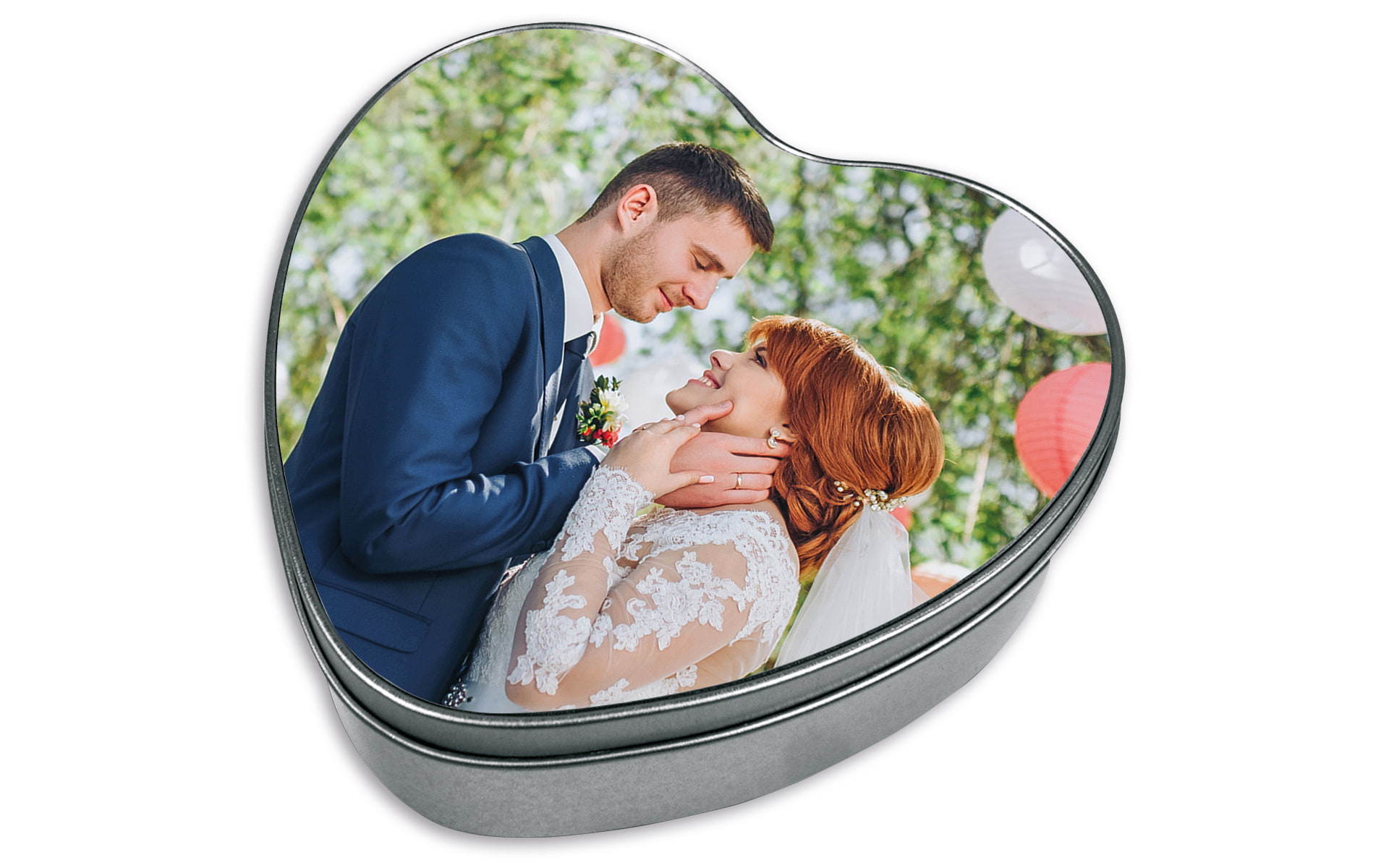 Plechová dóza ve tvaru srdce od HappyFoto